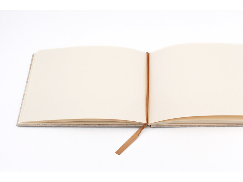 Carnet de dessin, format A6, couverture en lin, beige, format paysage