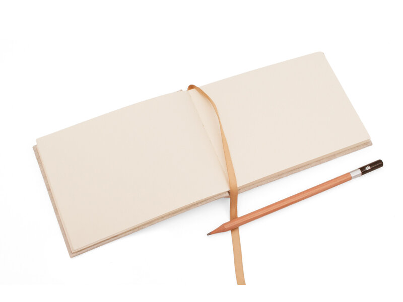 Carnet de dessin, format A6, couverture en lin, beige, format paysage