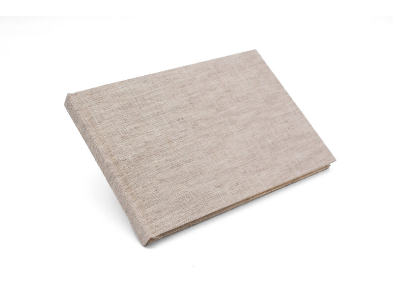 Linnen omslag, tekenboekje A6, beige, liggend formaat