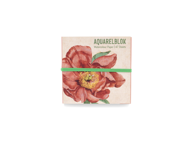 Cuaderno de dibujo en acuarela, cuadrado, Peonías