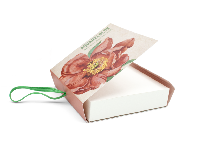 Carnet de dessin à l'aquarelle, carré, Pivoines