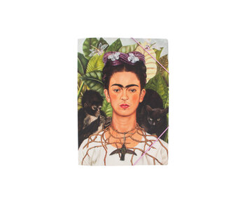 Map met elastische sluiting,   Frida Kahlo,  Zelfportret met doornenketting en kolibrie