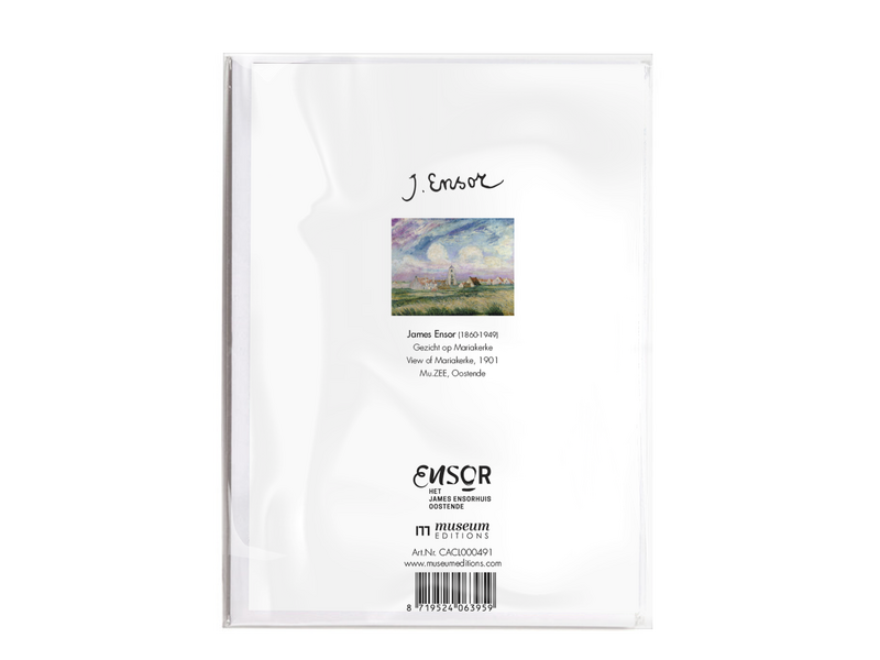 Carte double avec enveloppe, James Ensor, Vue de Mariakerke