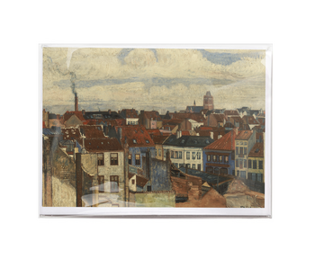 Tarjeta doble con sobre,  James Ensor, Los tejados de Ostende