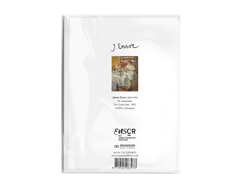 Dubbele kaart met envelop,  James  Ensor,  De oestereter