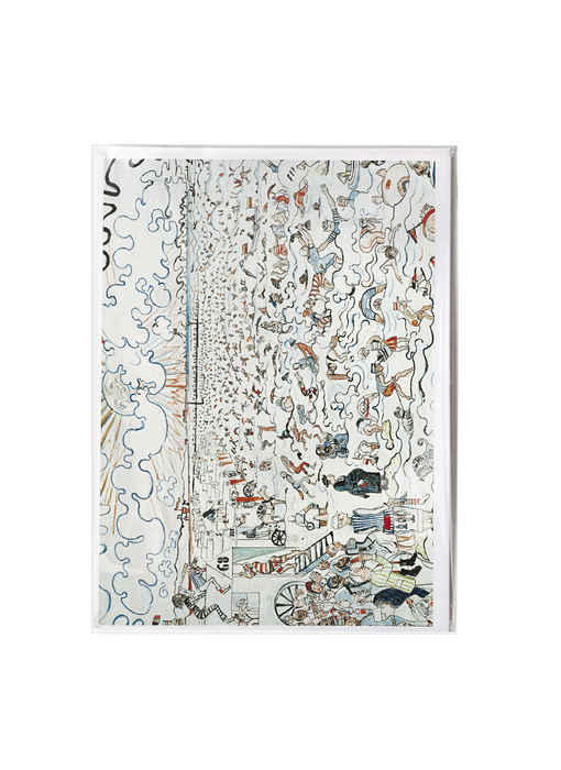 Tarjeta doble con sobre,  James Ensor, Los baños de Ostende