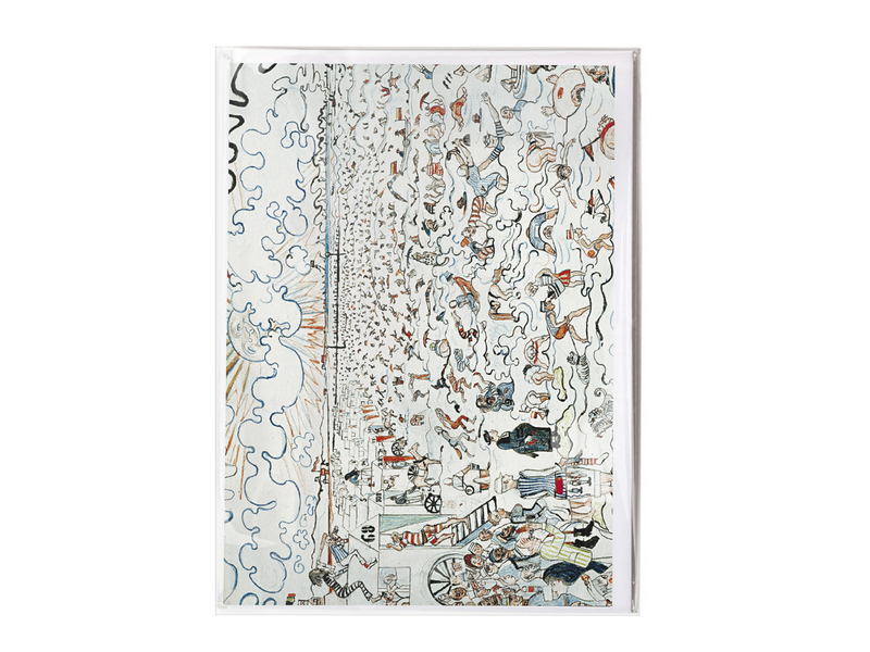 Carte double avec enveloppe, James Ensor,  Les bains d'Ostende