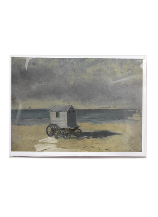 Tarjeta doble con sobre,  James Ensor, Cabaña de baño en la playa