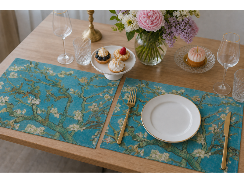 Katoenen placemats - set van 2 - Vincent van Gogh, Amandelbloesem
