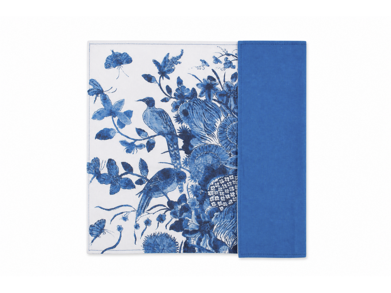 Sets de table en coton (lot de 2) -   Oiseaux de Delft Blue