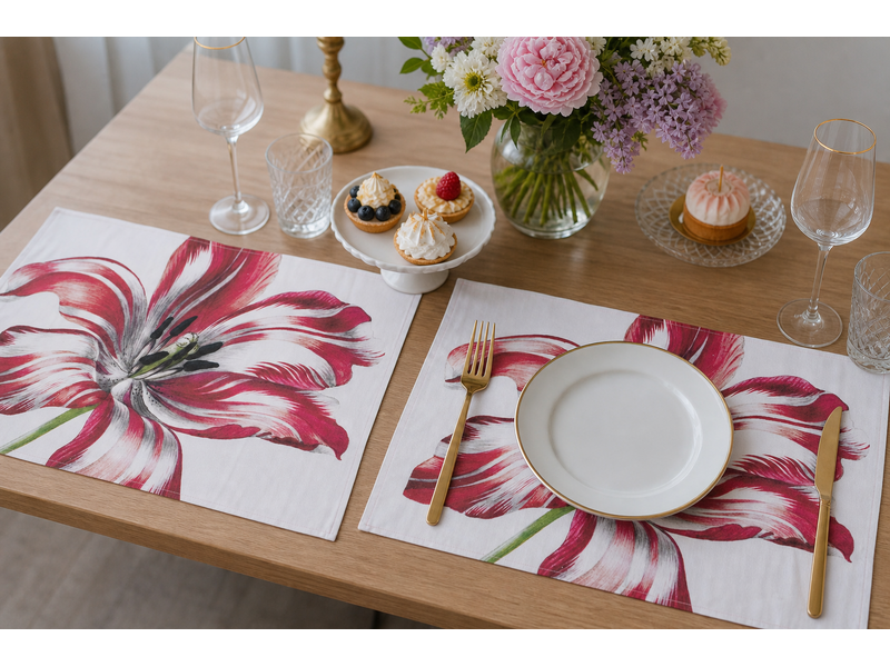 Katoenen placemats - set van 2 -   Tulpen