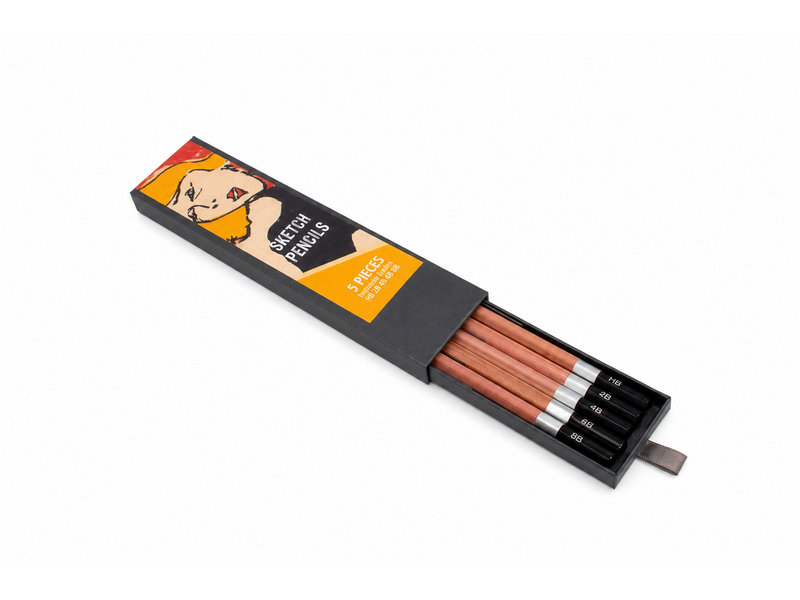 Set o 5 HB pencils in carton box, Toulouse Lautrec, Jane Avril