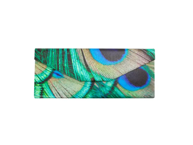 Estuche plegable para gafas , plumas de pavo real