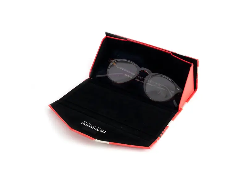 Foldable spectacle case , White and red cranes, Japanese birds