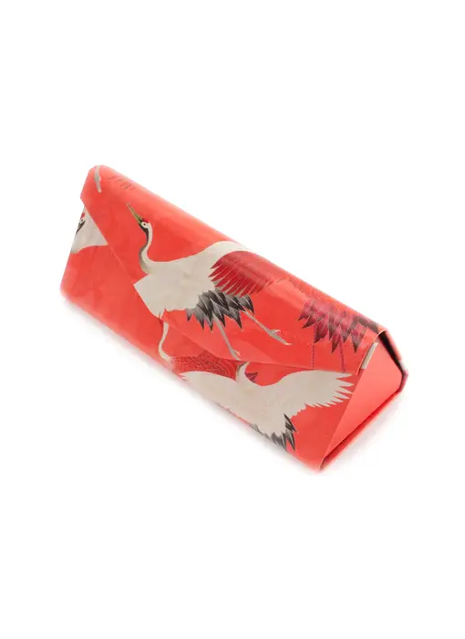 Etui à lunettes pliable, Grues blanches et rouges