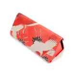 Foldable spectacle case , White and red cranes, Japanese birds