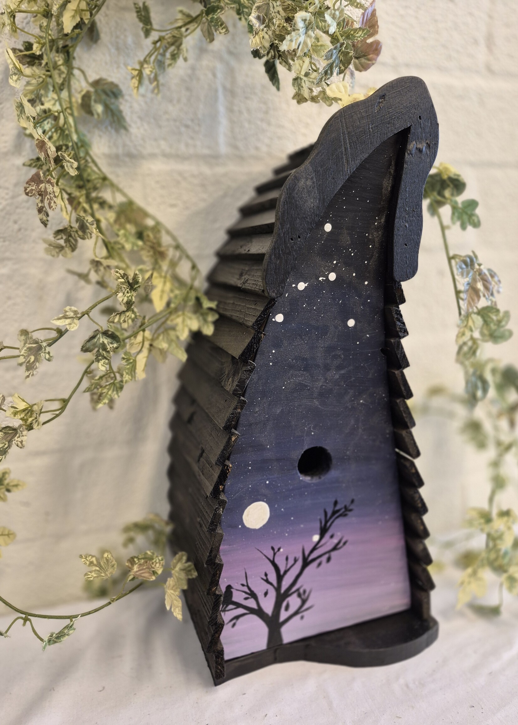Vogelhuisje Stille Nacht Volle Maan en Sterren– Unieke Tuindecoratie voor Vogelliefhebbers