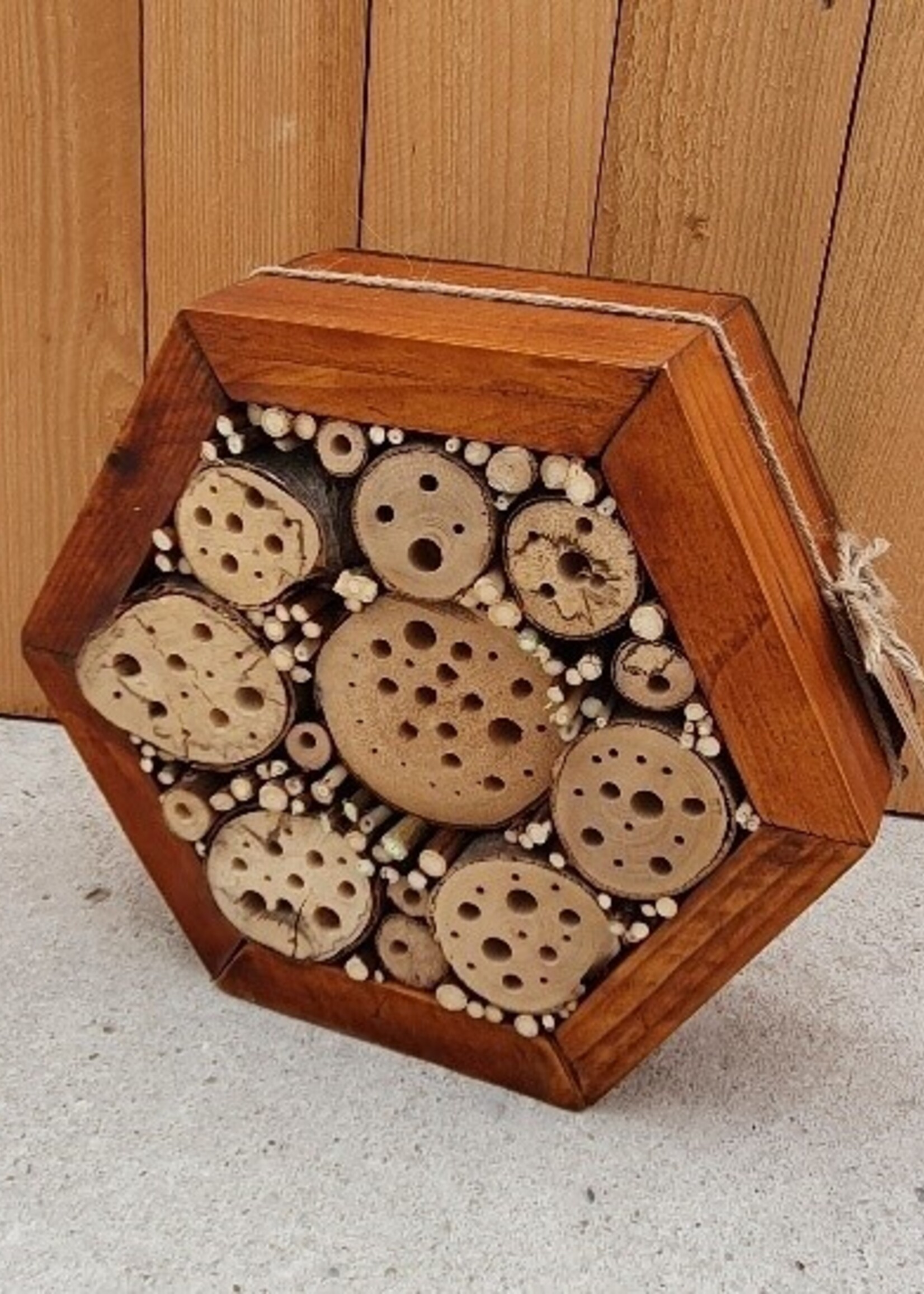 Insectenhotel in Honingraat-design, behandeld van vurenhout