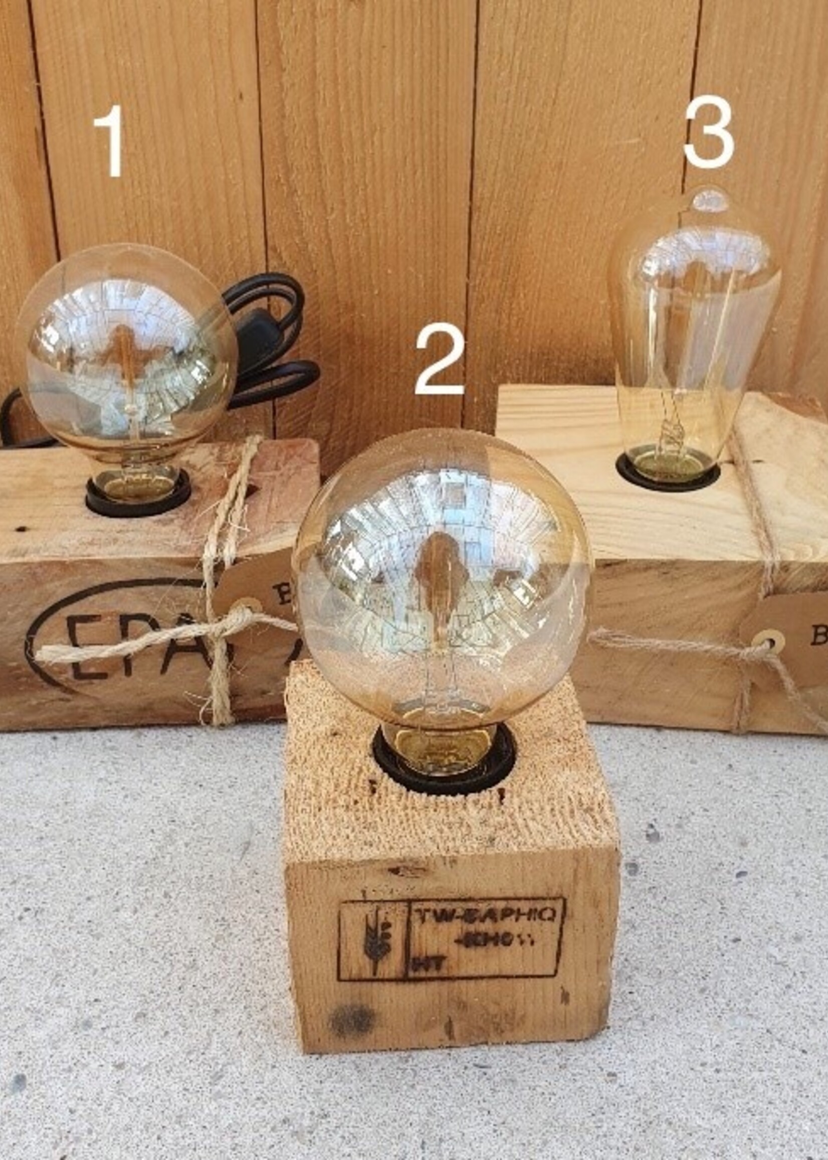 Vintage Palletblok Lamp - Tafellamp