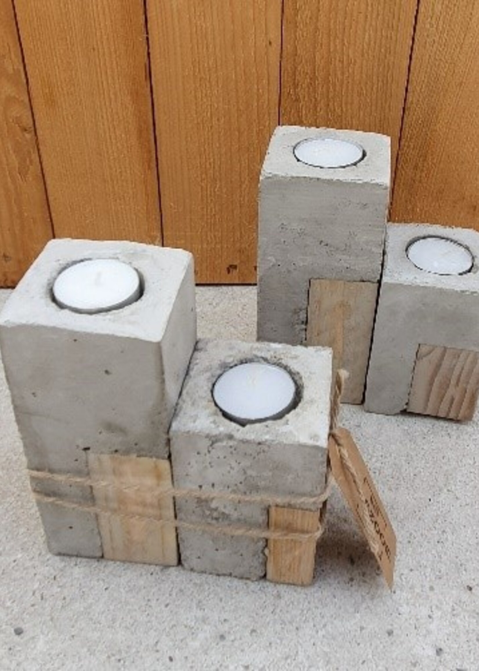 Industriële betonnen kaarsenhouders - Set van 2