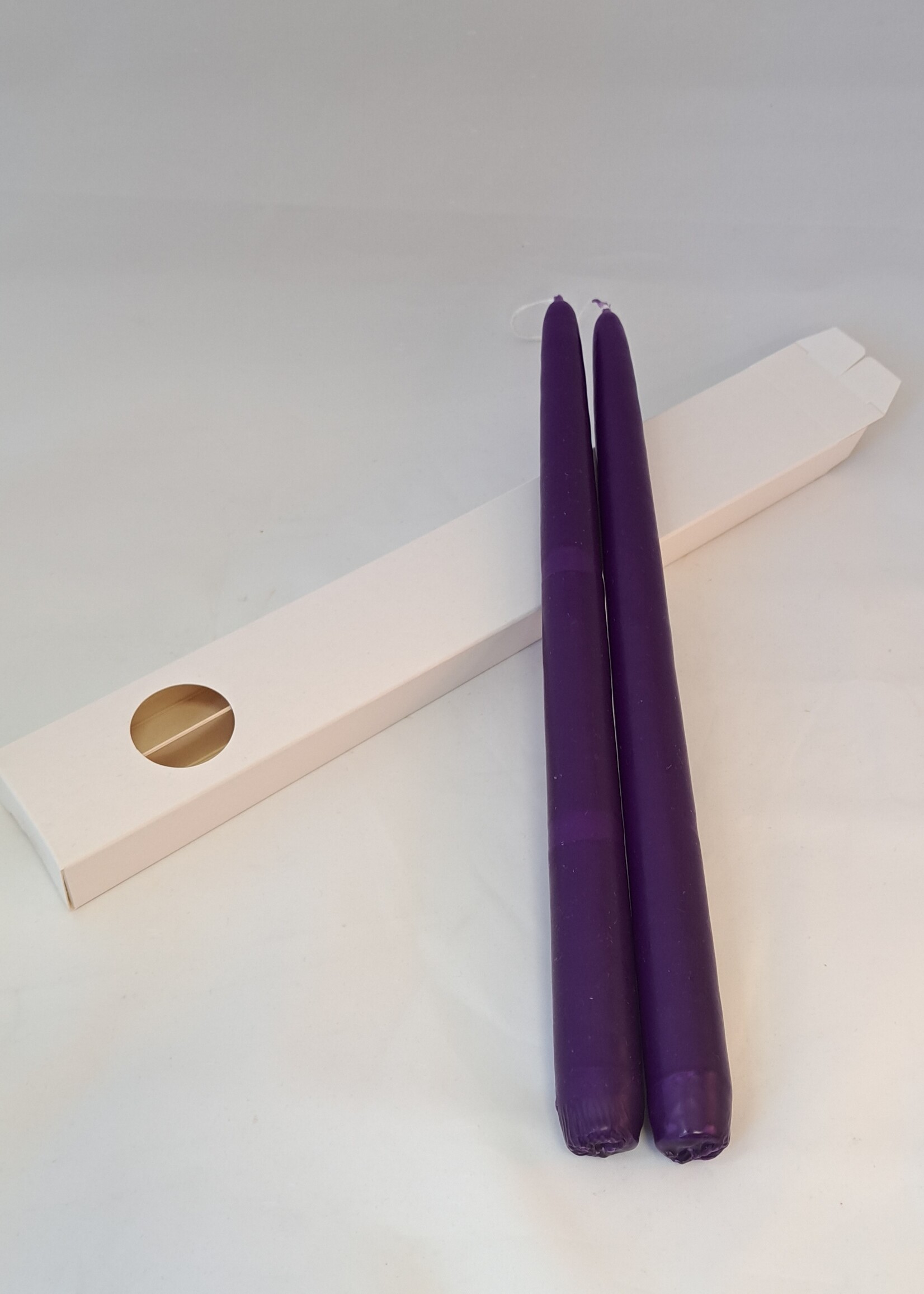 Duo Kandelaar kaarsen in doos donker paars