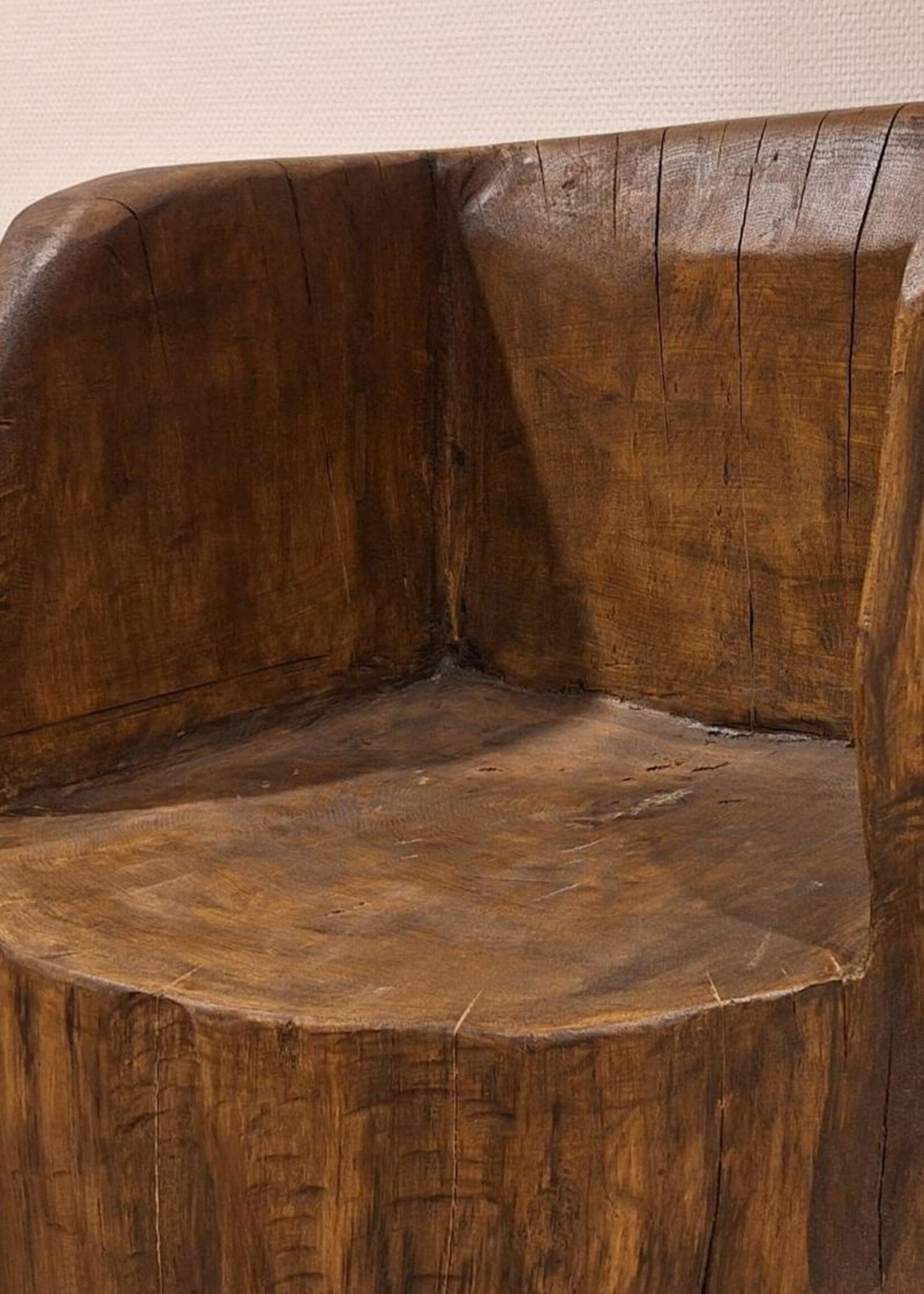 Handgemaakte Eiken boomstamstoel