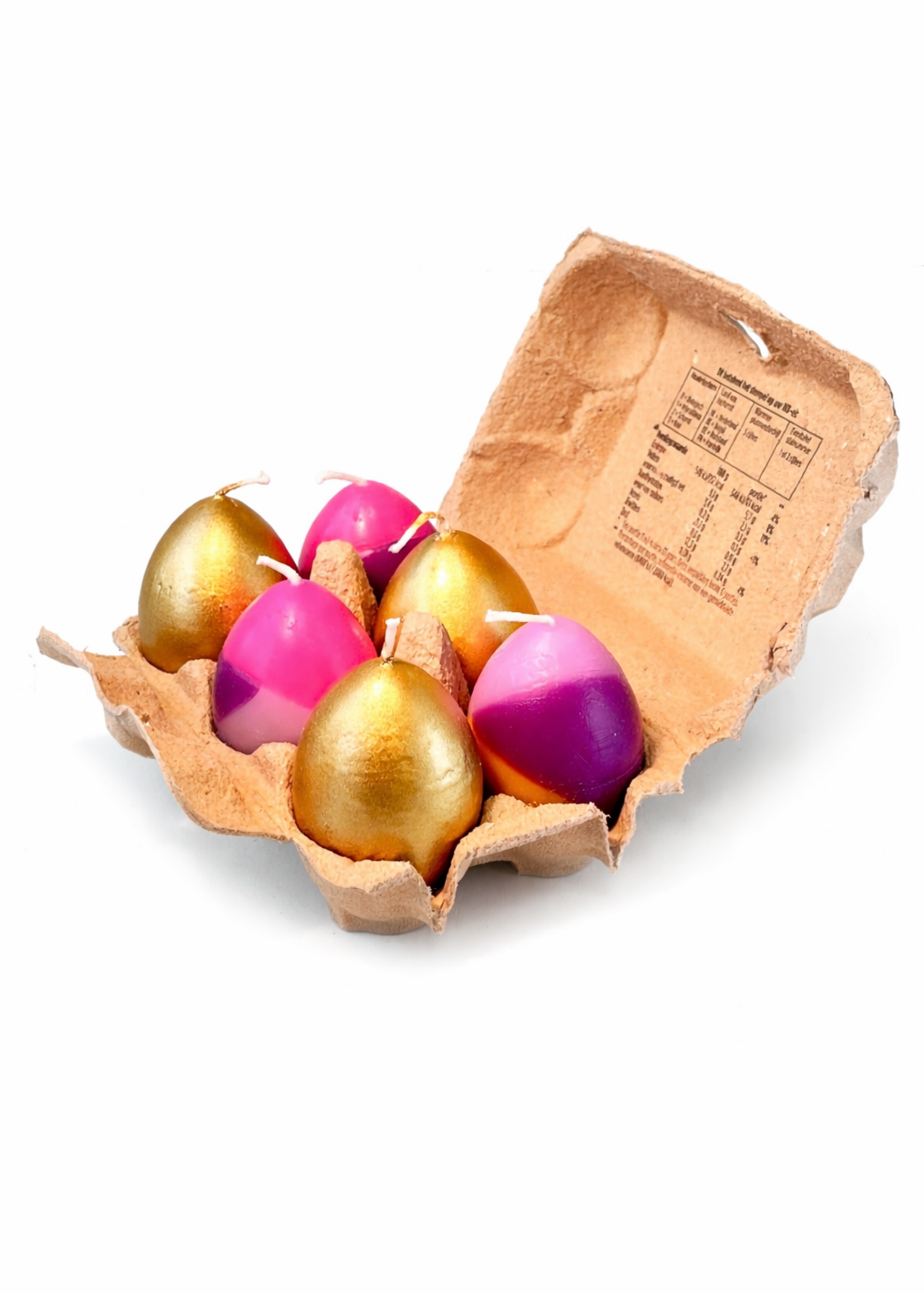 Doos met 6  eierenkaars