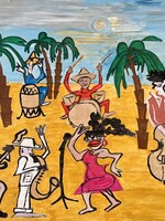 Kunstschilderij "Dansend op het strand"