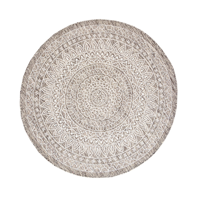 Dywan zewnętrzny okrągły - Summer Azteca Jasnoszary - sfeer
