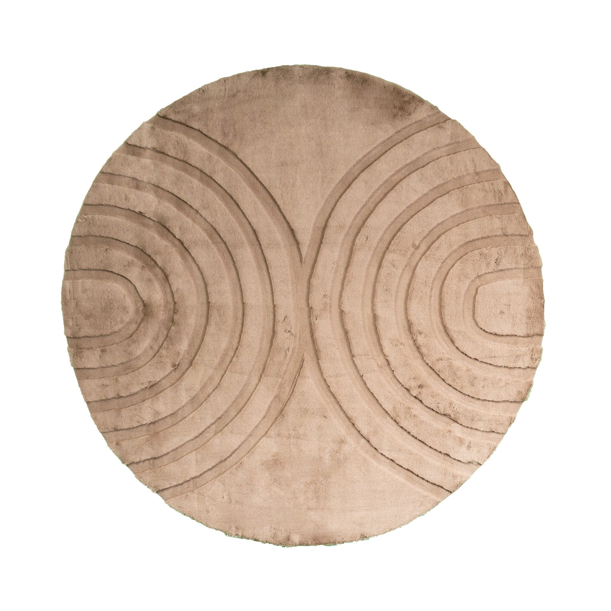 Dywan okrągły z długim włosiem - Carvy Arches Taupe - sfeer