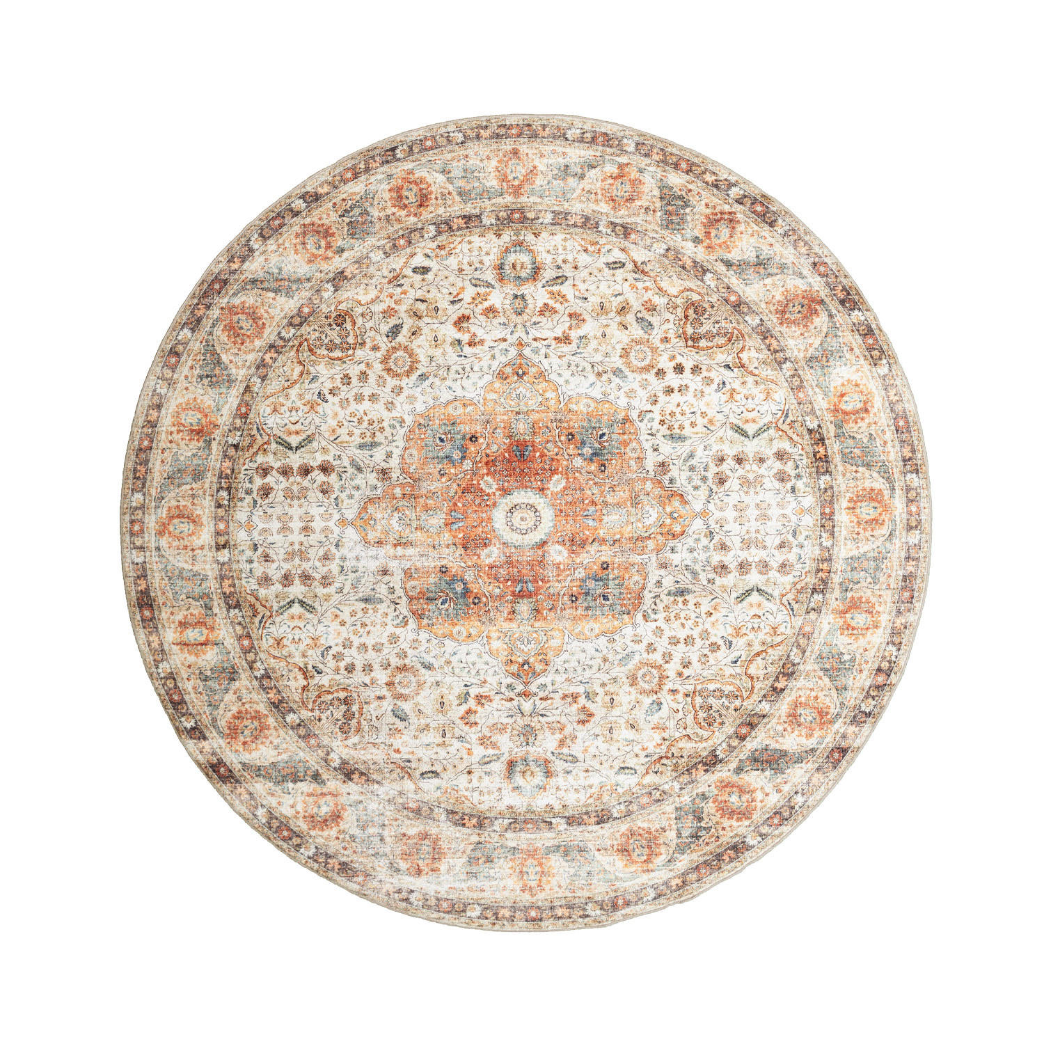 Dywan zewnętrzny okrągły - Cairo Medallion Kremowy/Wielobarwny - sfeer