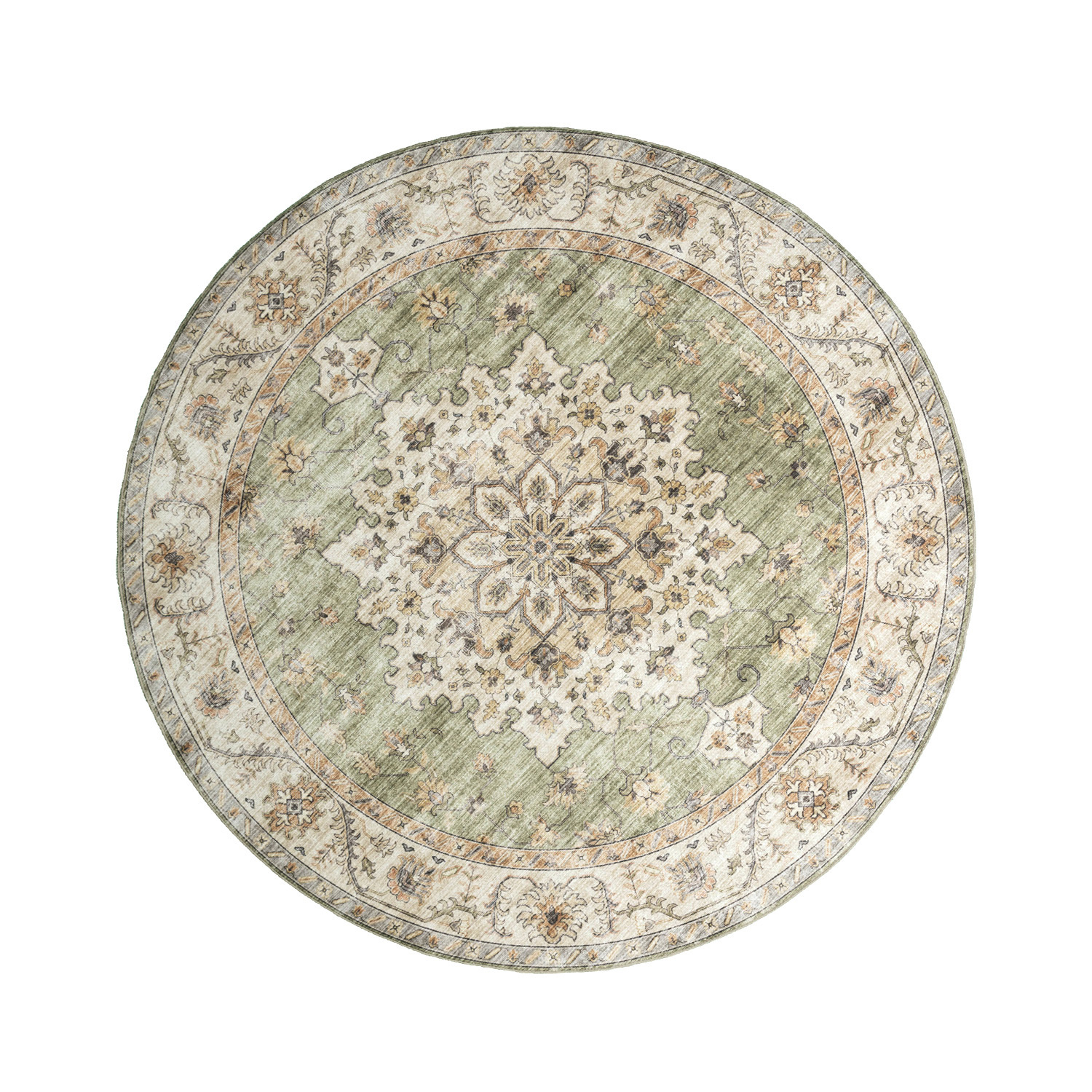 Dywan zewnętrzny vintage okrągły - Santo Medallion Zielony - sfeer