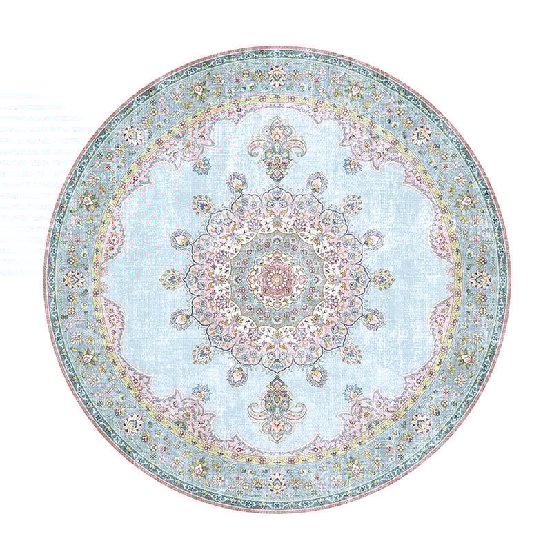 Dywan okrągły vintage - Lily Medallion Turkusowy/Jasnoniebieski - sfeer