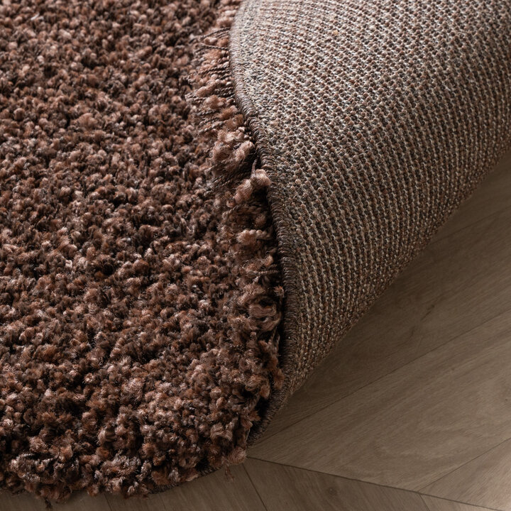 Dywan okrągły z długim włosiem - Yves Brązowy