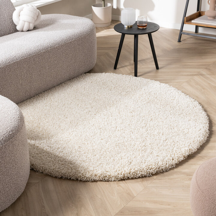 Dywan okrągły z długim włosiem - Yves Kremowy