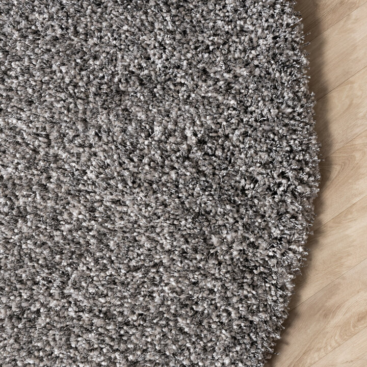 Dywan okrągły z długim włosiem - Yves Szary
