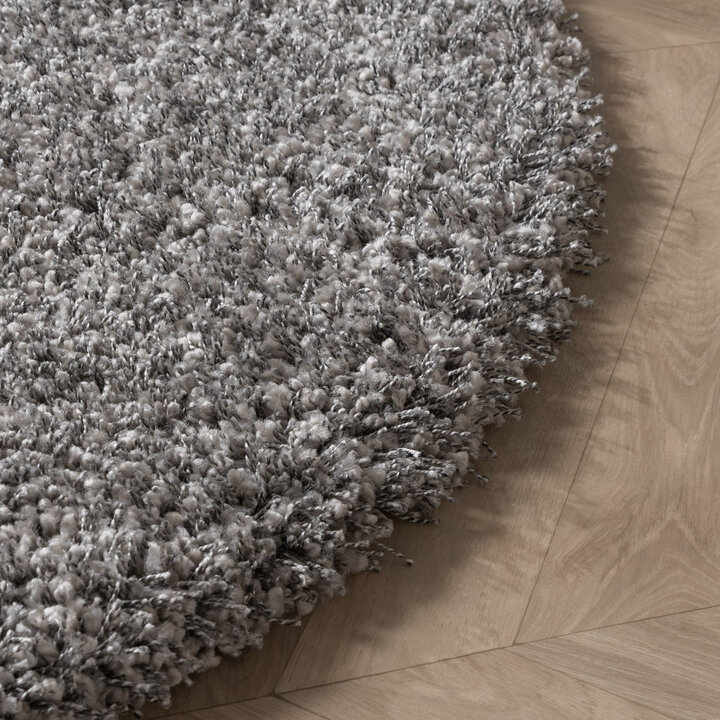 Dywan okrągły z długim włosiem - Yves Szary