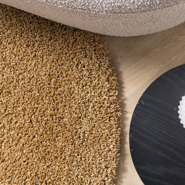 Dywan okrągły z długim włosiem - Yves Złoty