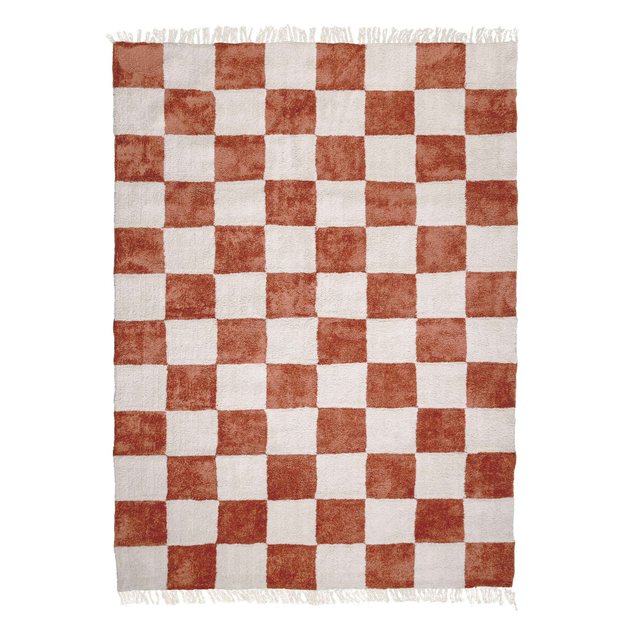 Dywan szachownica - Blox Fringe Terakota - sfeer