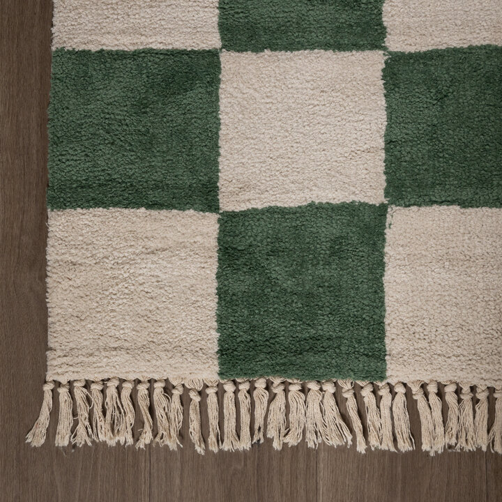 Dywan szachownica - Blox Fringe Zielony