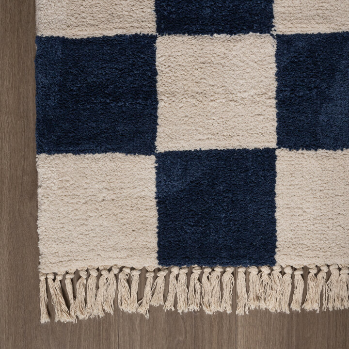 Dywan szachownica - Blox Fringe Niebieski