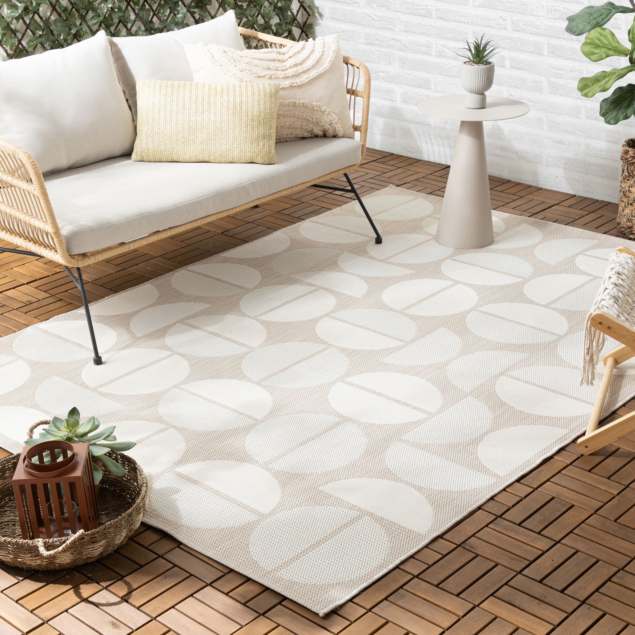 Dywan zewnętrzny - Capri Circles Beżowy/Kremowy