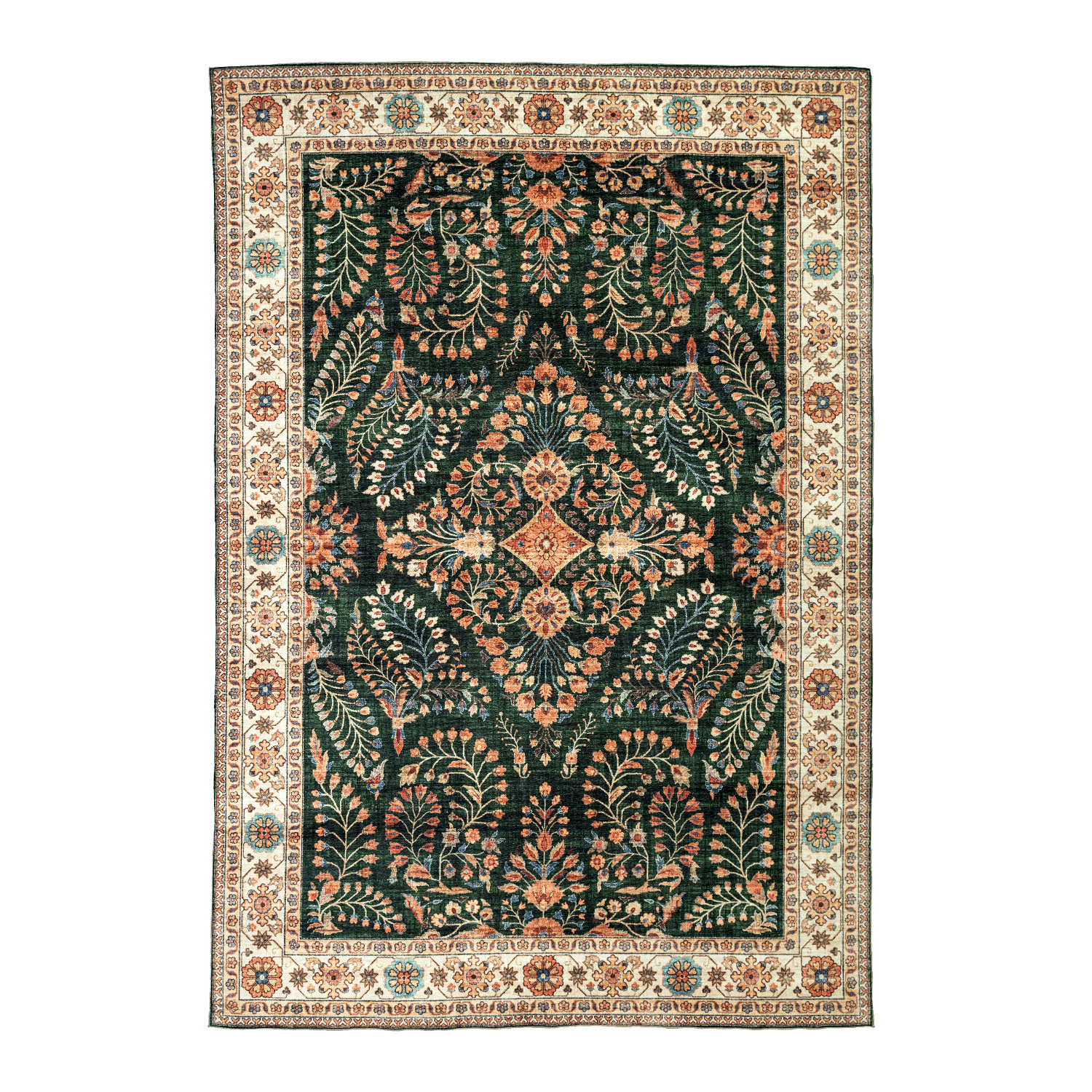 Dywan zewnętrzny vintage - Santo Flora Ciemnozielony - sfeer