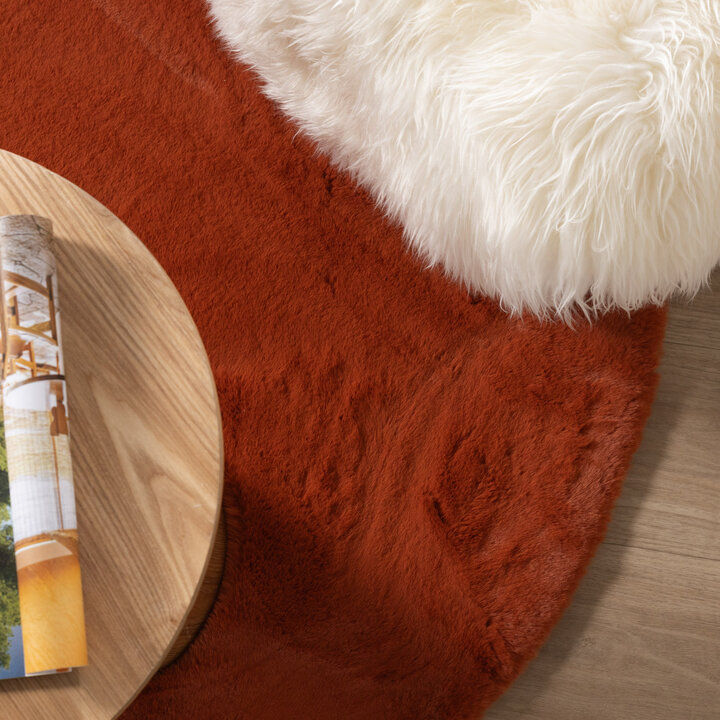 Dywan okrągły z długim włosiem - Comfy Supreme Terakota