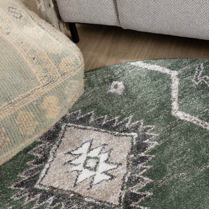 Okrągły dywanik berberyjski - Blend Aztec Green