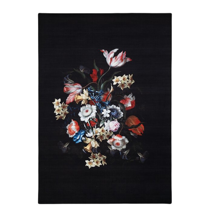 Dywan w kwiaty - Florine czarny/niebieski