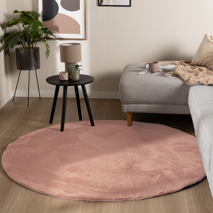 Okrągły dywan z niskim włosiem – Cozy Różowy