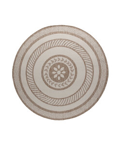 Okrągły jutowy dywan zewnętrzny – Nusa Medallion Beige/Krem
