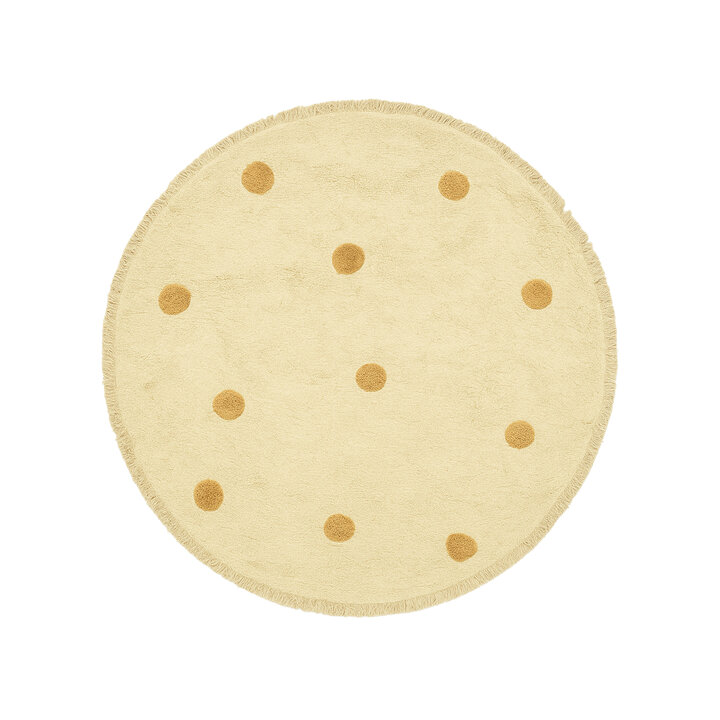 Okrągły dywan do pokoju dziecięcego – Lou Dots Yellow
