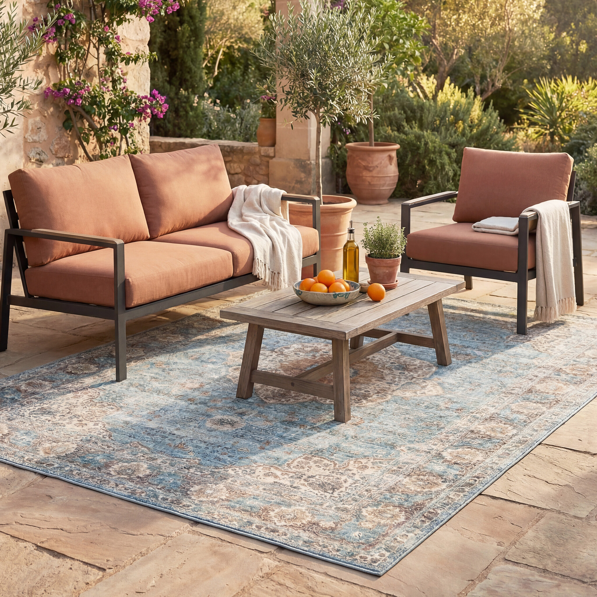 Dywan zewnętrzny - kairo Medallion Jasnoniebieski/Kremowy